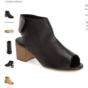 DUNE LONDON JOANNA BLACK LEATHER BOOTIES‎